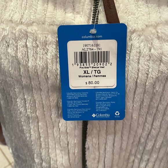 NWT Womens XL COLUMBIA Fire Side Sherpa Vest Chalk - Picture 3 of 10